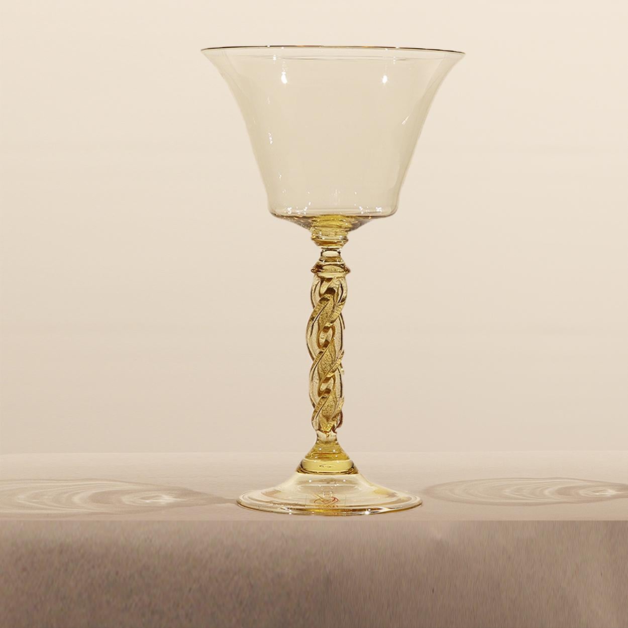 1 of the 6 Murano Venetian Crystal Signoretto Wine Glasses In Excellent Condition For Sale In Rijssen, NL