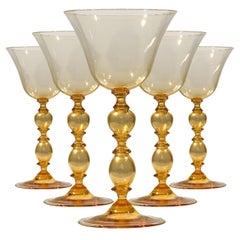 1 of the 6 Murano Venetian Crystal Signoretto Wine Glasses