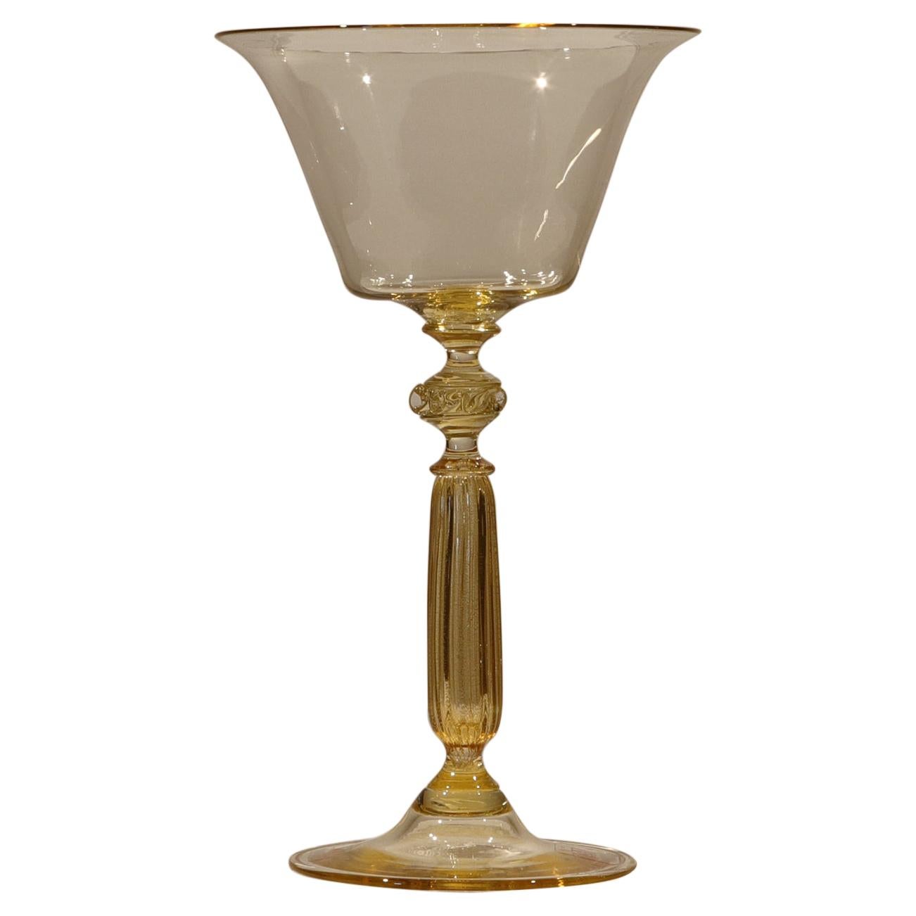 1 of the 6 Murano Crystal Signoretto Wine Glasses For Sale at