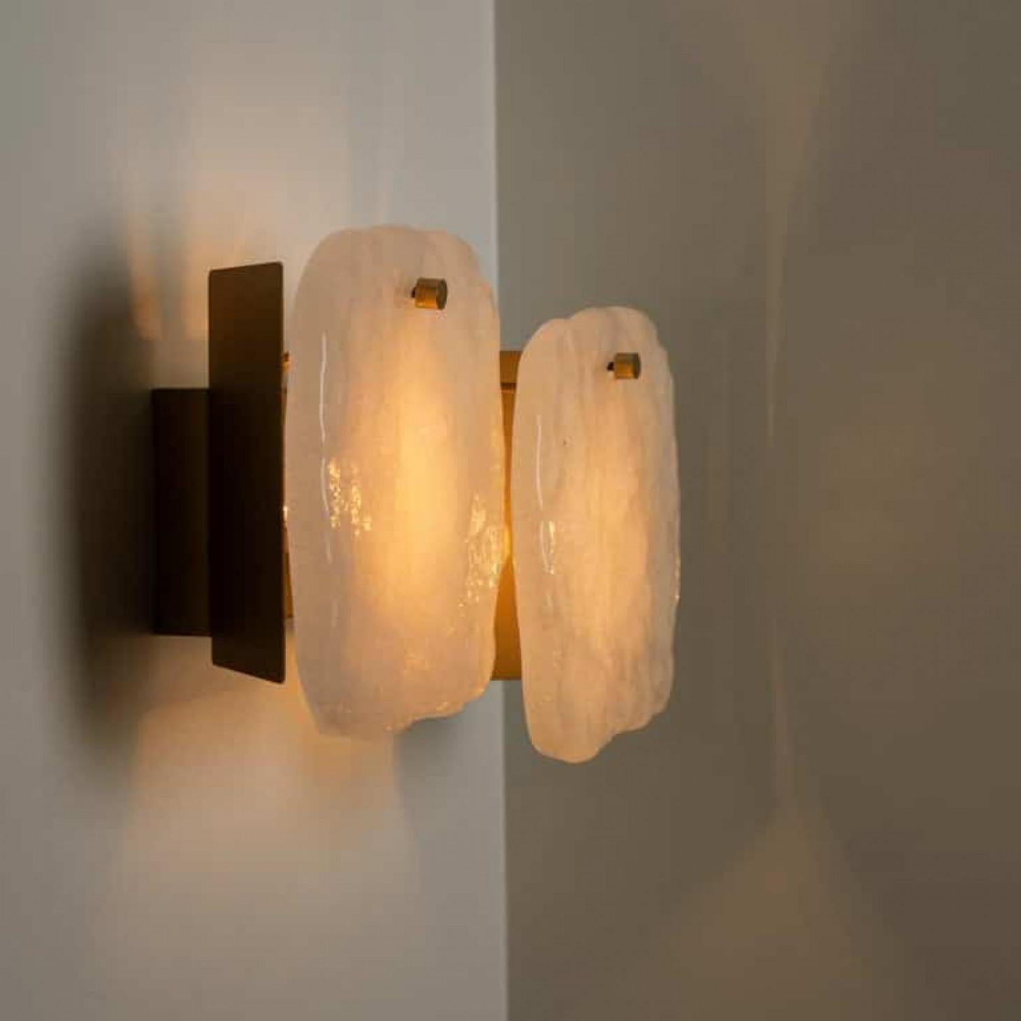 1 of the 6 of Glass and Brass Light Fixtures Designed by J.T Kalmar, 1960 For Sale 3