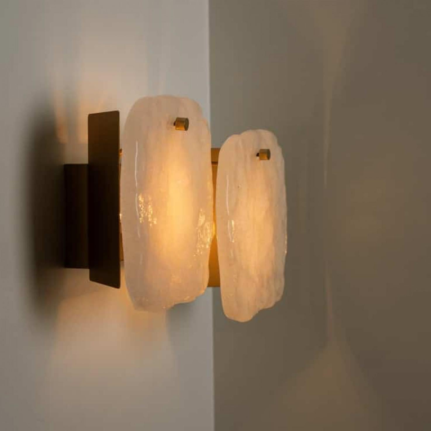 1 of the 6 of Glass and Brass Light Fixtures Designed by J.T Kalmar, 1960 For Sale 3