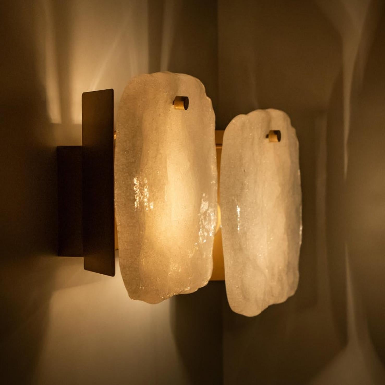 1 of the 6 of Glass and Brass Light Fixtures Designed by J.T Kalmar, 1960 For Sale 4