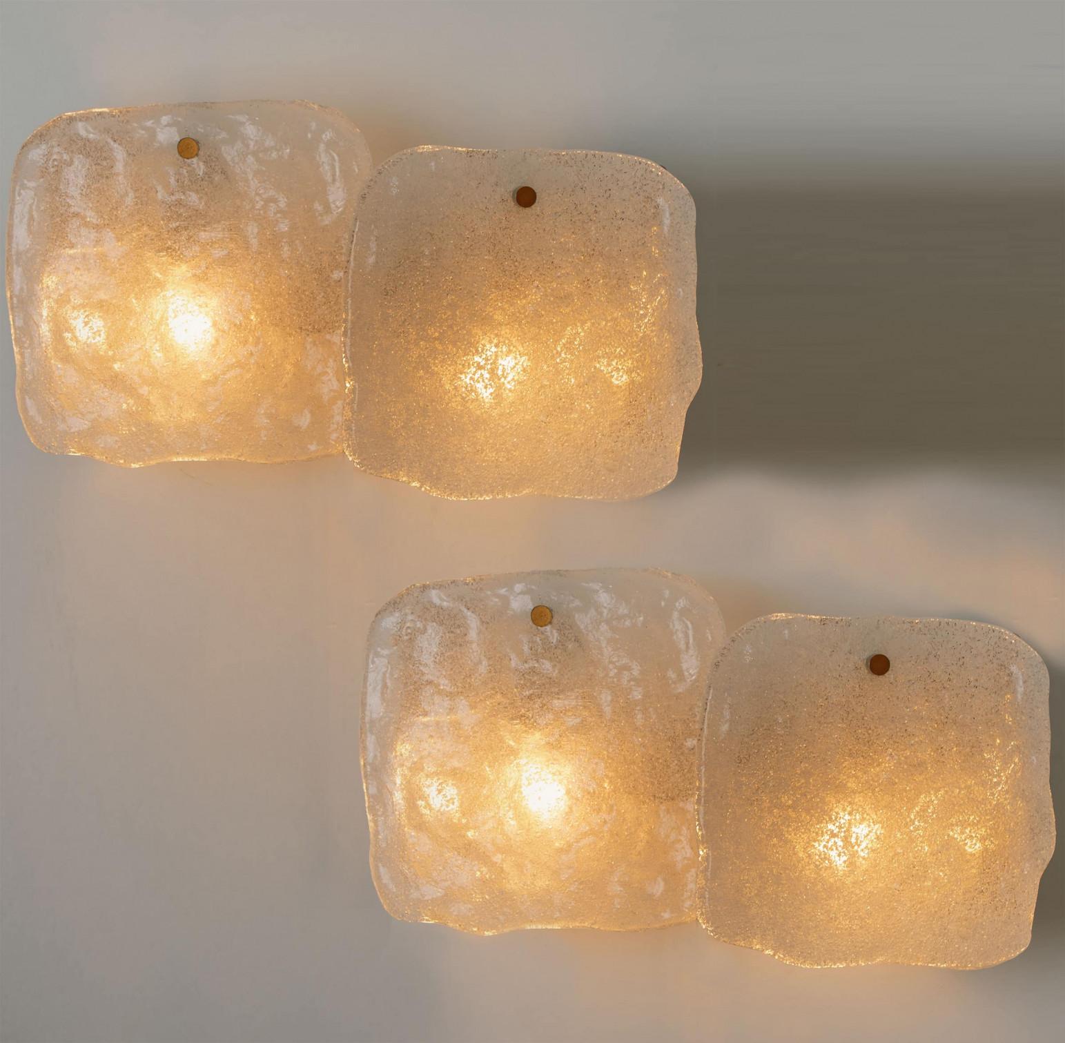 Austrian 1 of the 6 of Glass and Brass Light Fixtures Designed by J.T Kalmar, 1960 For Sale
