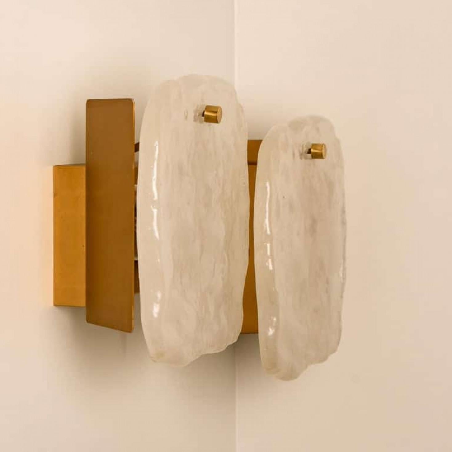 Brushed 1 of the 6 of Glass and Brass Light Fixtures Designed by J.T Kalmar, 1960 For Sale