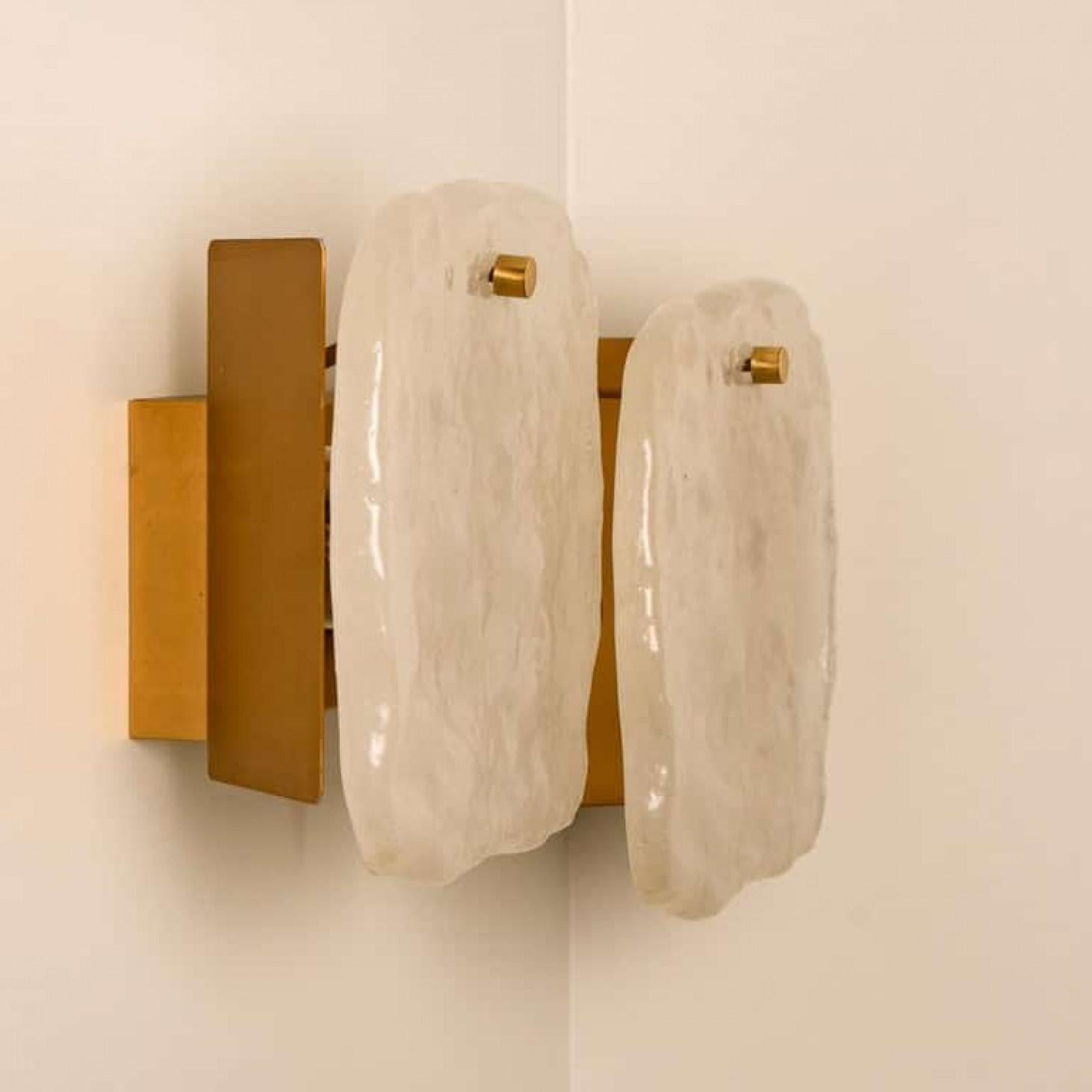 Brushed 1 of the 6 of Glass and Brass Light Fixtures Designed by J.T Kalmar, 1960 For Sale