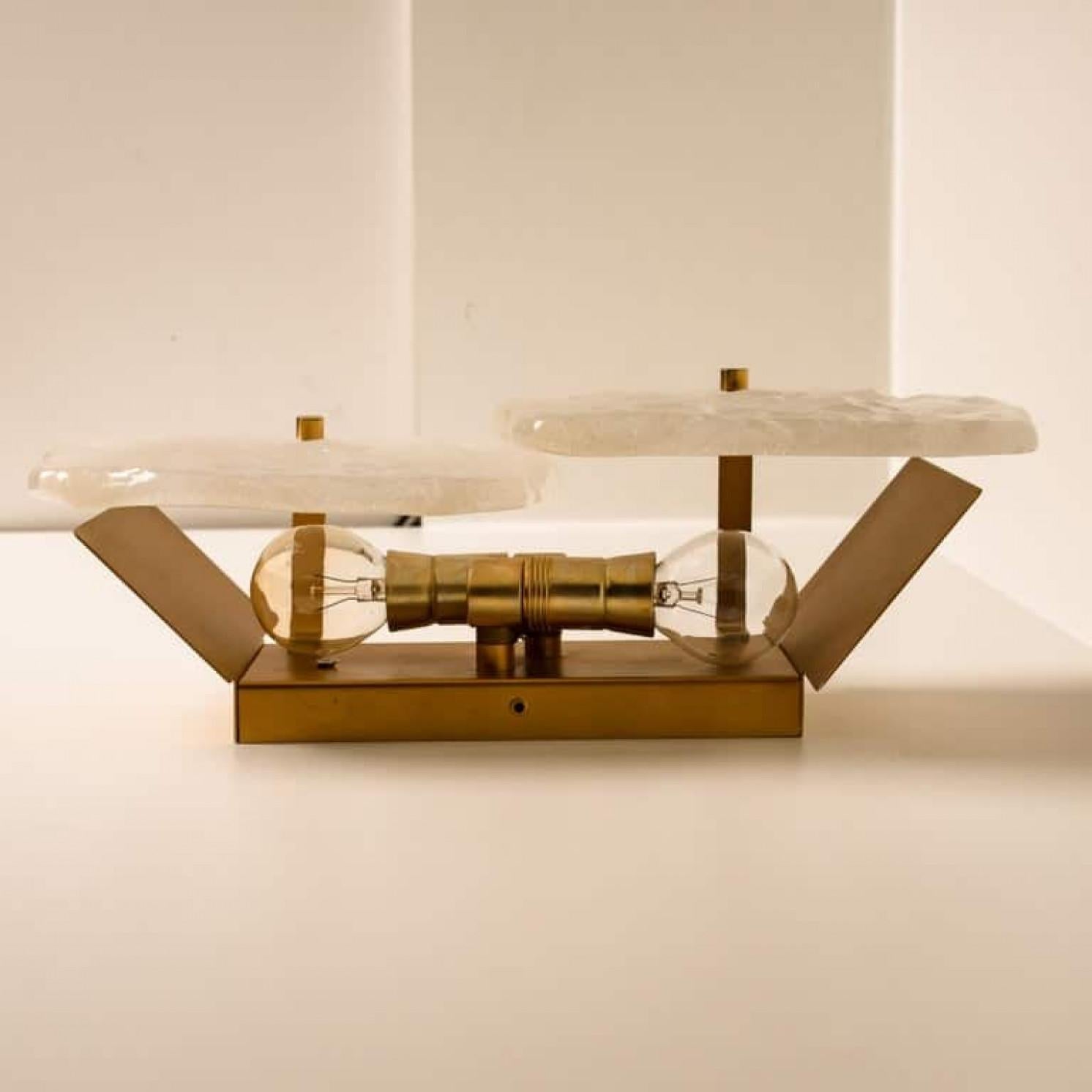 1 of the 6 of Glass and Brass Light Fixtures Designed by J.T Kalmar, 1960 In Excellent Condition For Sale In Rijssen, NL