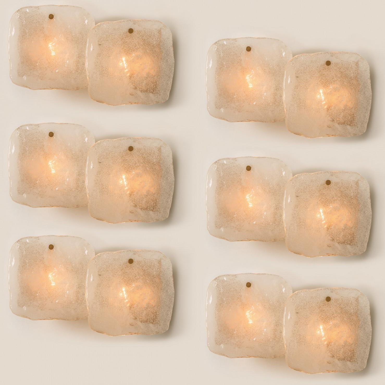 20th Century 1 of the 6 of Glass and Brass Light Fixtures Designed by J.T Kalmar, 1960 For Sale