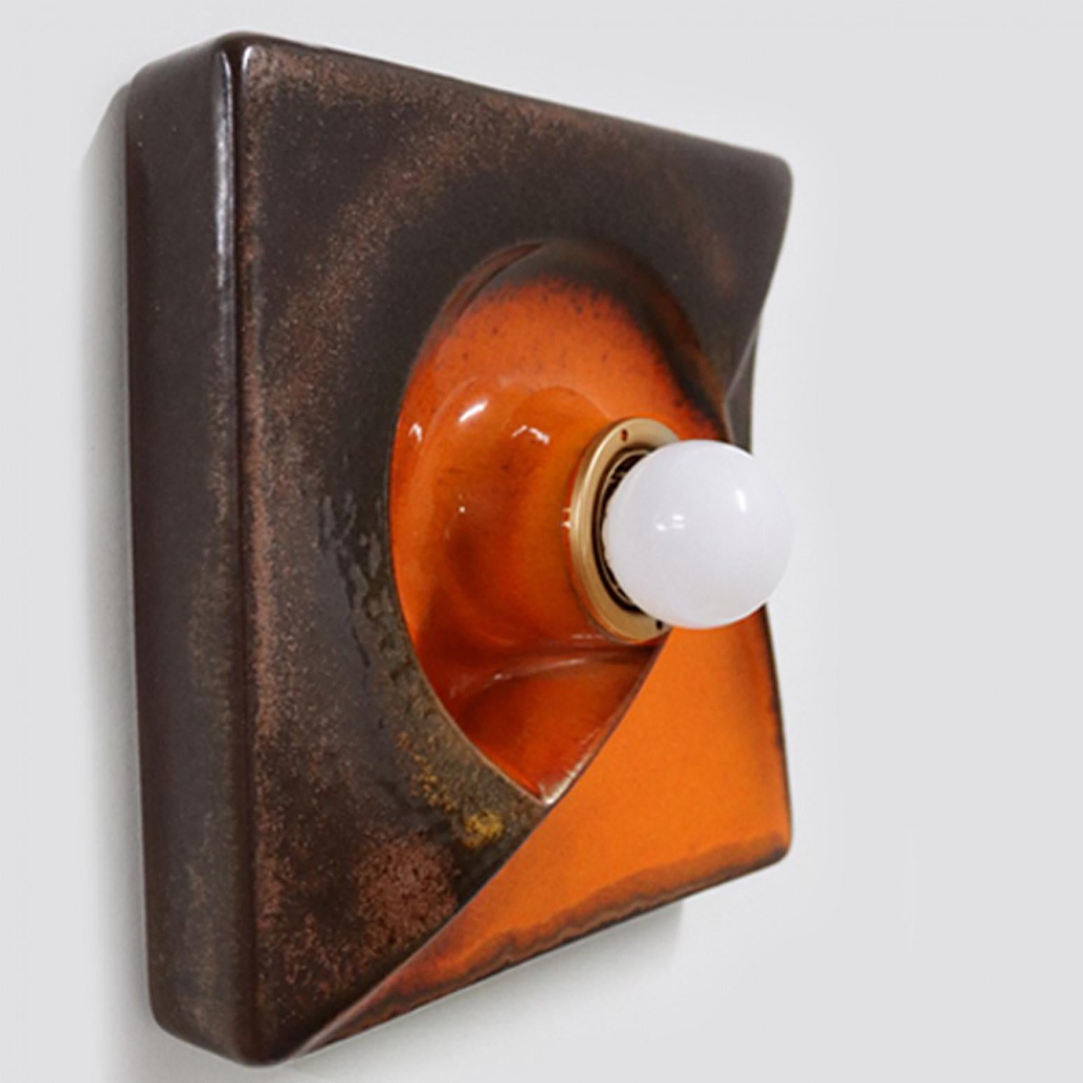1 der 6 braunen PAN-Keramiklampen, Deutschland, 1970er Jahre im Angebot 5