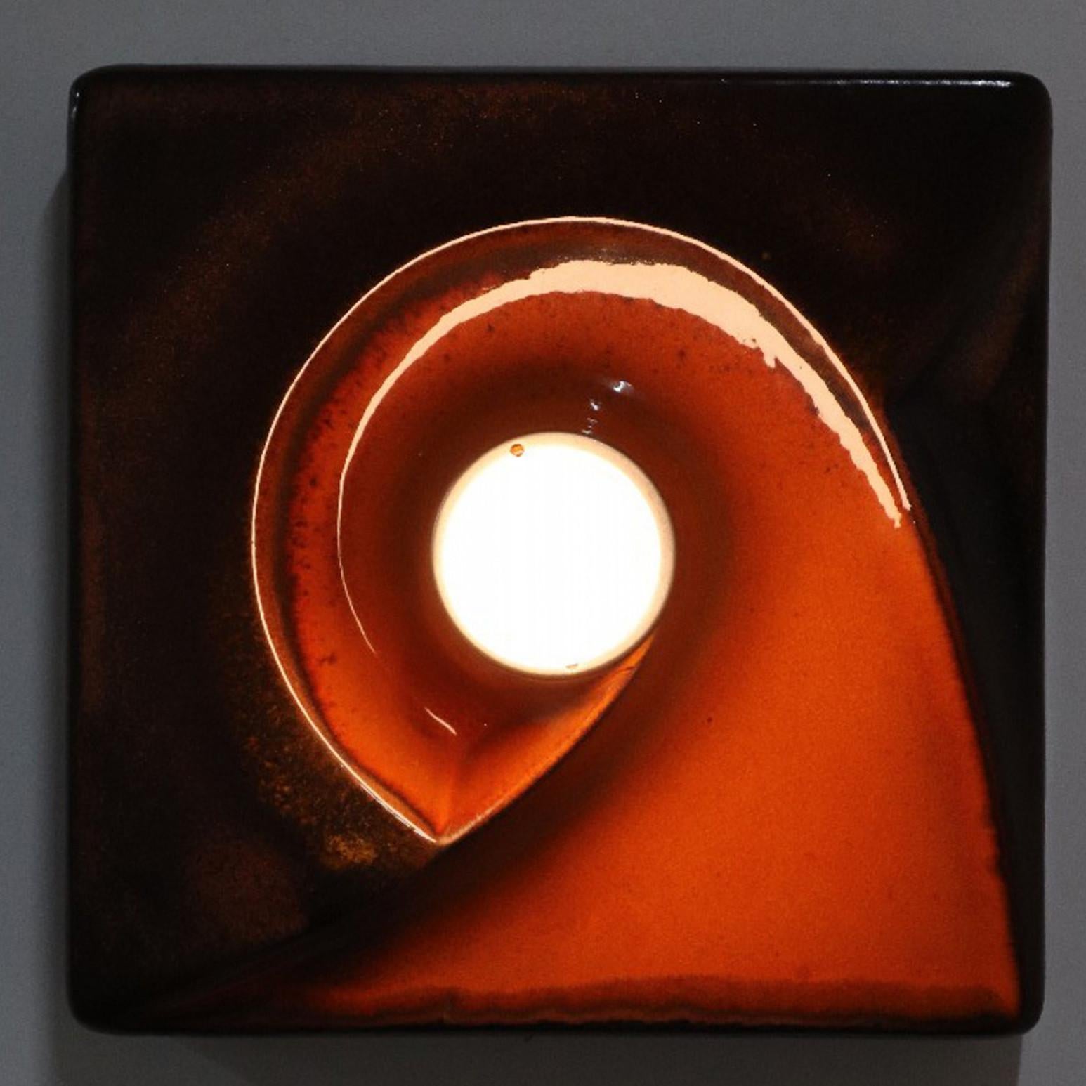1 der 6 braunen PAN-Keramiklampen, Deutschland, 1970er Jahre im Zustand „Gut“ im Angebot in Rijssen, NL