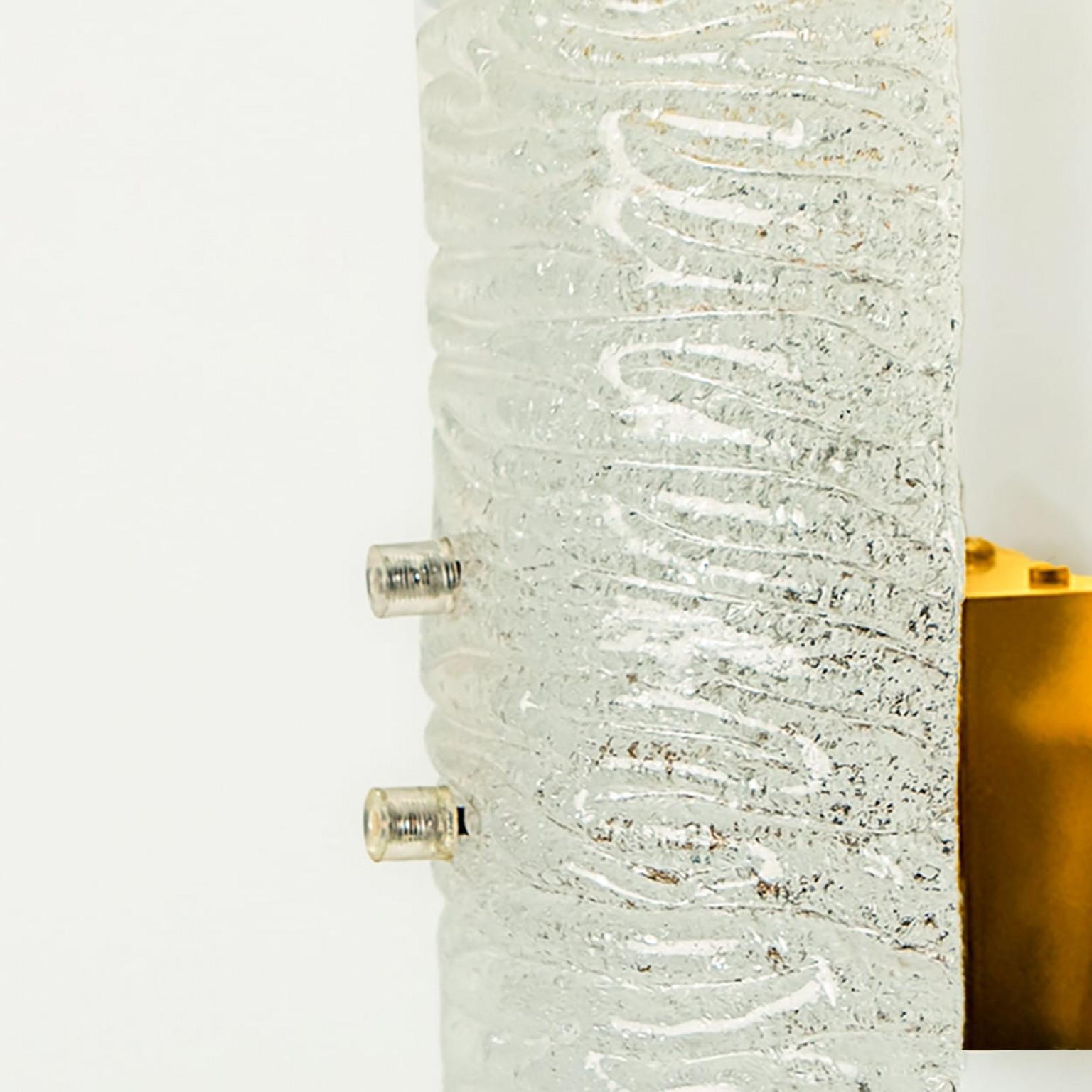 1 of the 6 Ribble Textured Glass Brass Wall Lights by J.T. Kalmar, Austria For Sale 2