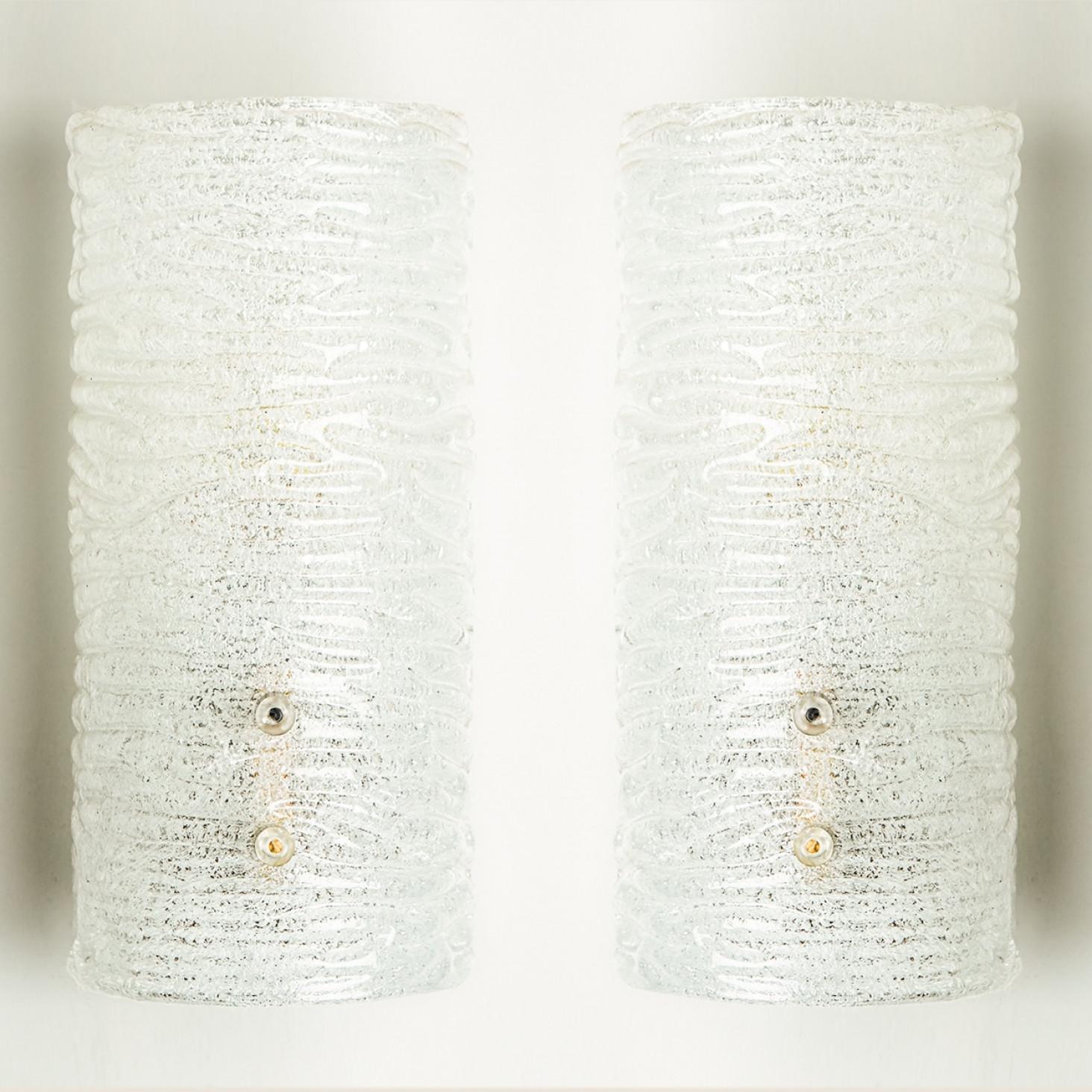 1 of the 6 Ribble Textured Glass Brass Wall Lights by J.T. Kalmar, Austria For Sale 4