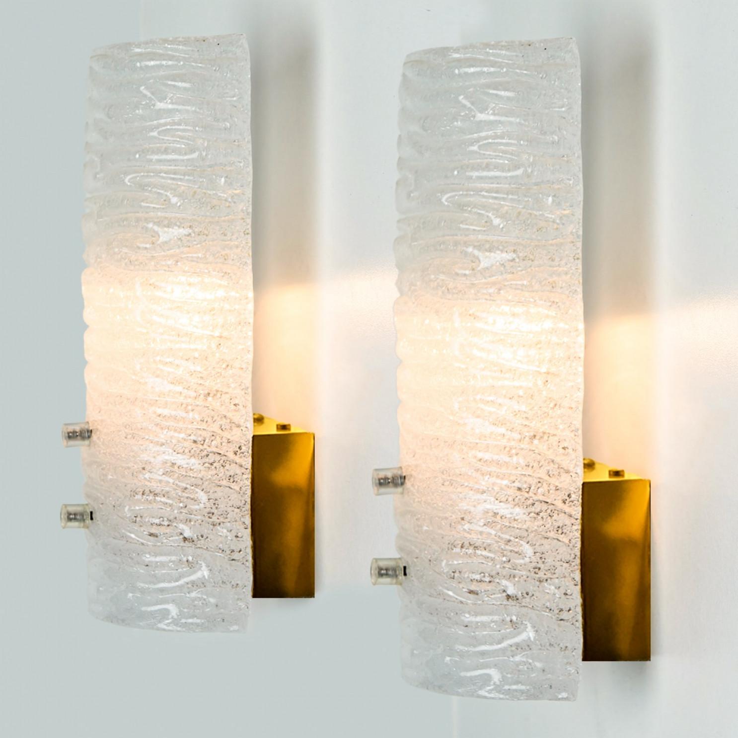 1 of the 6 Ribble Textured Glass Brass Wall Lights by J.T. Kalmar, Austria For Sale 5