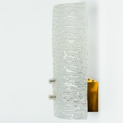 1 of the 6 Ribble Textured Glass Brass Wall Lights by J.T. Kalmar, Austria