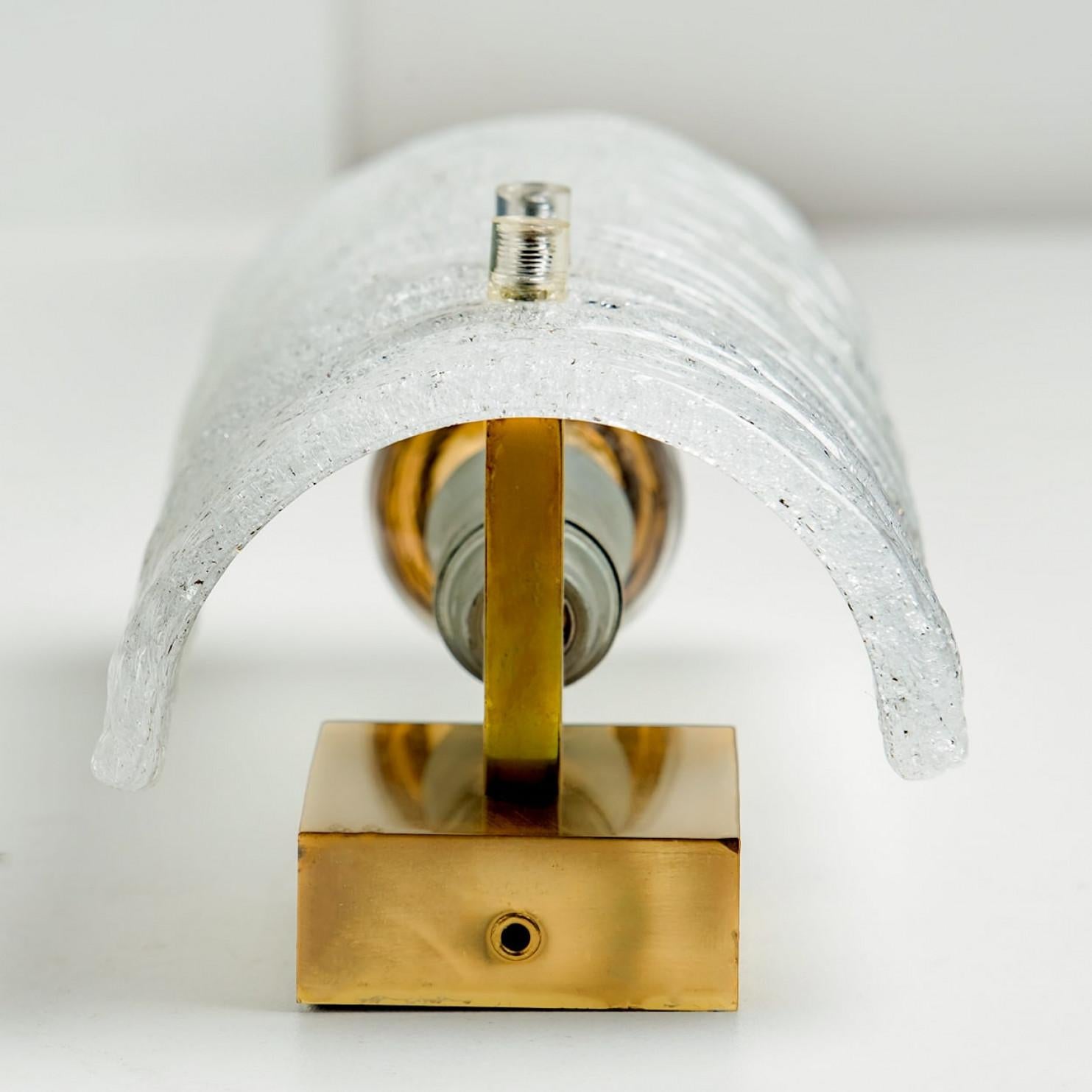 Other 1 of the 6 Ribble Textured Glass Brass Wall Lights by J.T. Kalmar, Austria For Sale