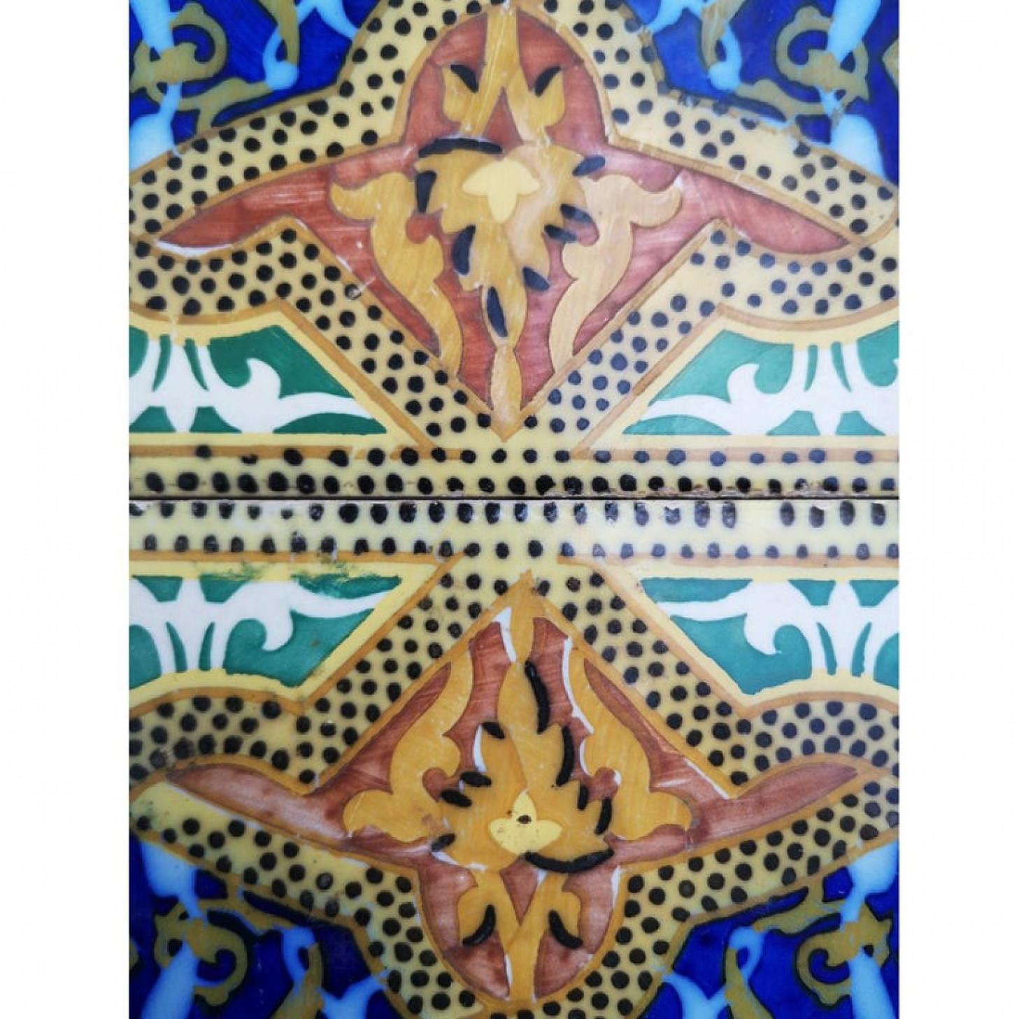 Spanish 1 of the 6 Unique Antique Ceramic Tiles, Onda, Spain Valencia, circa 1900 For Sale