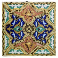 1 of the 6 Unique Antique Ceramic Tiles, Onda, Spain Valencia, circa 1900