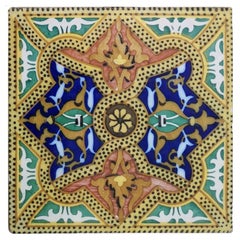 1 of the 6 Unique Antique Ceramic Tiles, Onda, Spain Valencia, circa 1900