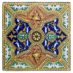 1 des 6 carreaux de céramique anciens uniques, Onda, Espagne, datant d'environ 1900