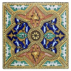 1 of the 6 Unique Antique Ceramic Tiles, Onda, Spain Valencia, circa 1900