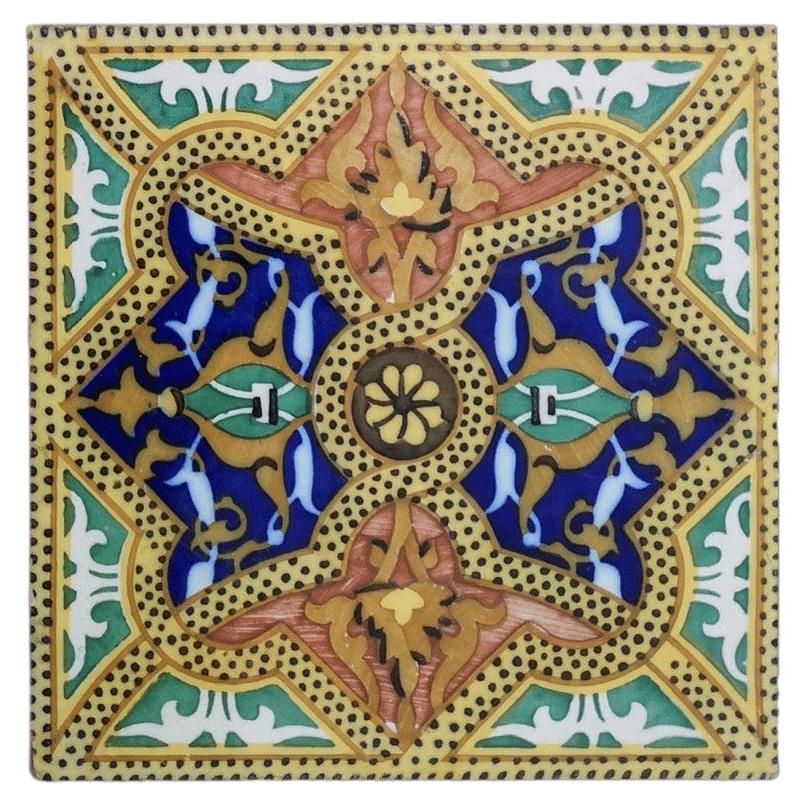 1 of the 6 Unique Antique Ceramic Tiles, Onda, Spain Valencia, circa 1900