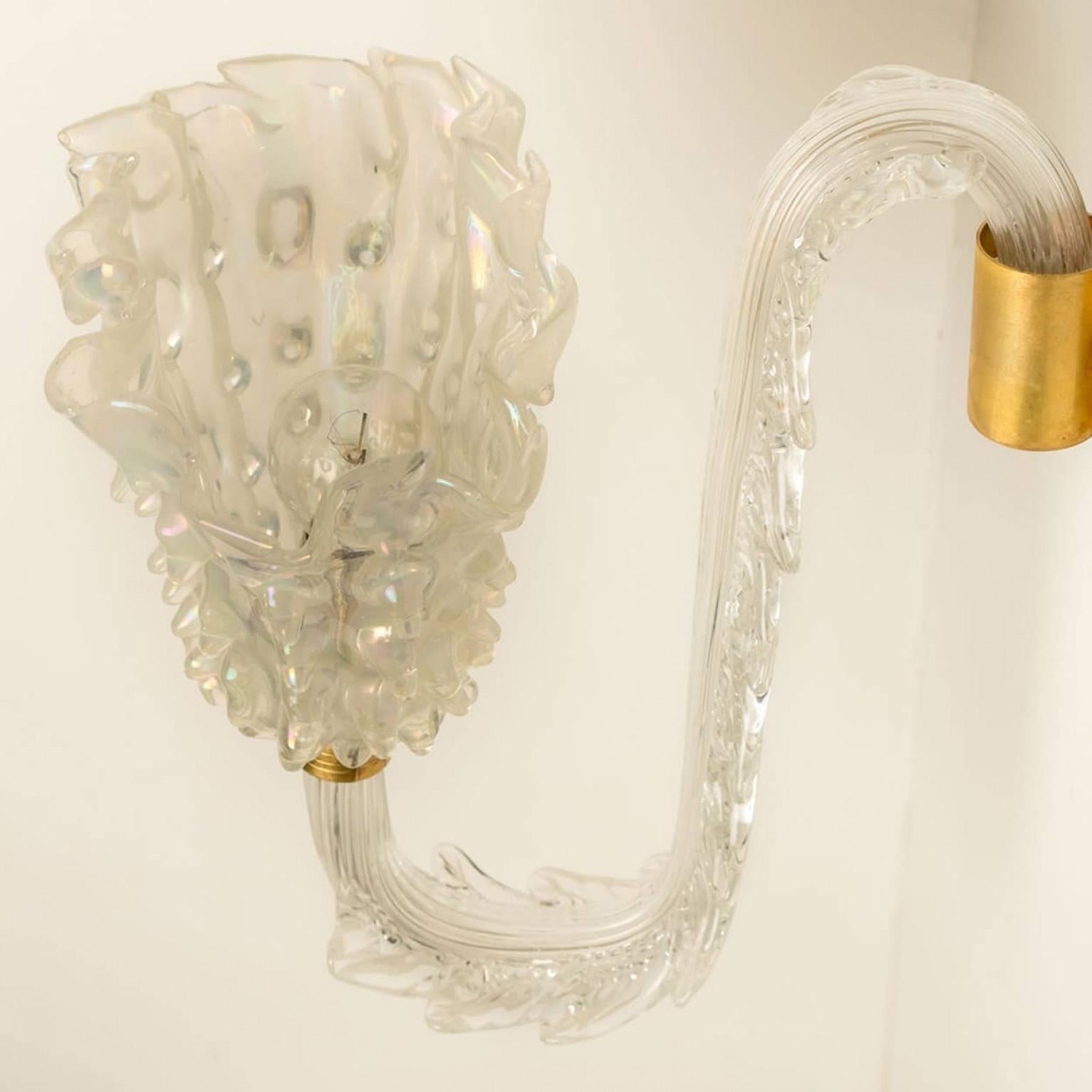 1 des 6 appliques murales avec abat-jour en verre, Seguso, Italie 1960 en vente 4