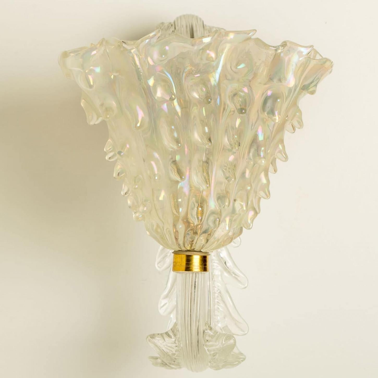 1 des 6 appliques murales avec abat-jour en verre, Seguso, Italie 1960 en vente 7