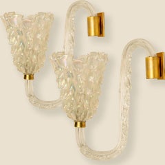 1 of the 6 Wall Sconces with Glass Shades, Seguso, Italy 1960