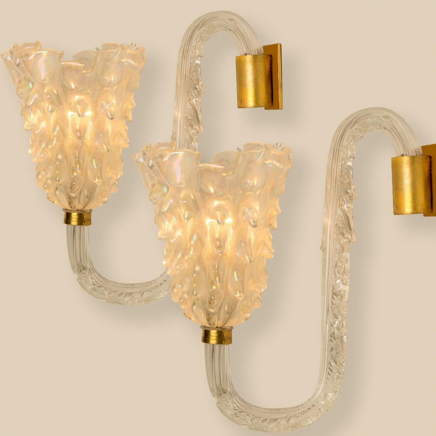 Autre 1 des 6 appliques murales avec abat-jour en verre, Seguso, Italie 1960 en vente