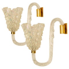 1 of the 6 Wall Sconces with Glass Shades, Seguso, Italy 1960