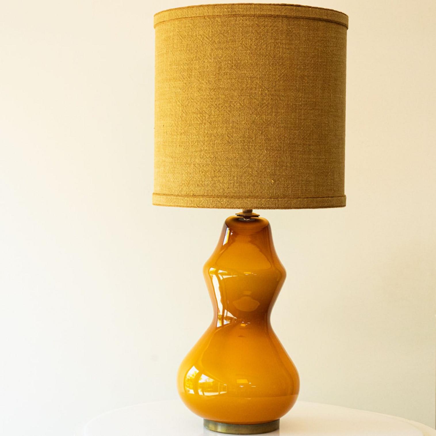 1 of the 6 Warm Tones Floor Table Lamps, Custom Silk Lamp Shades by R. Houben For Sale 5
