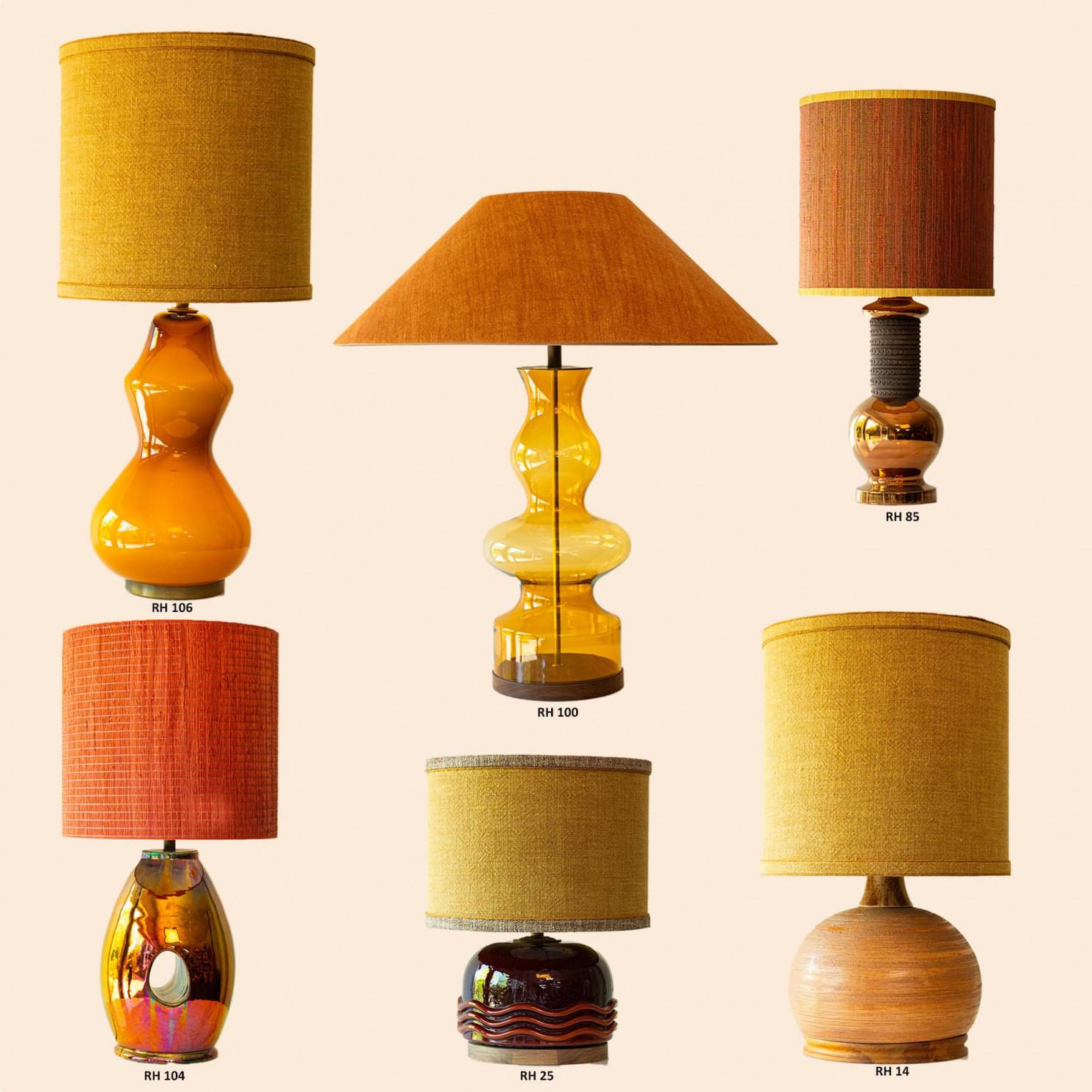 1 of the 6 Warm Tones Floor Table Lamps, Custom Silk Lamp Shades by R. Houben For Sale 6