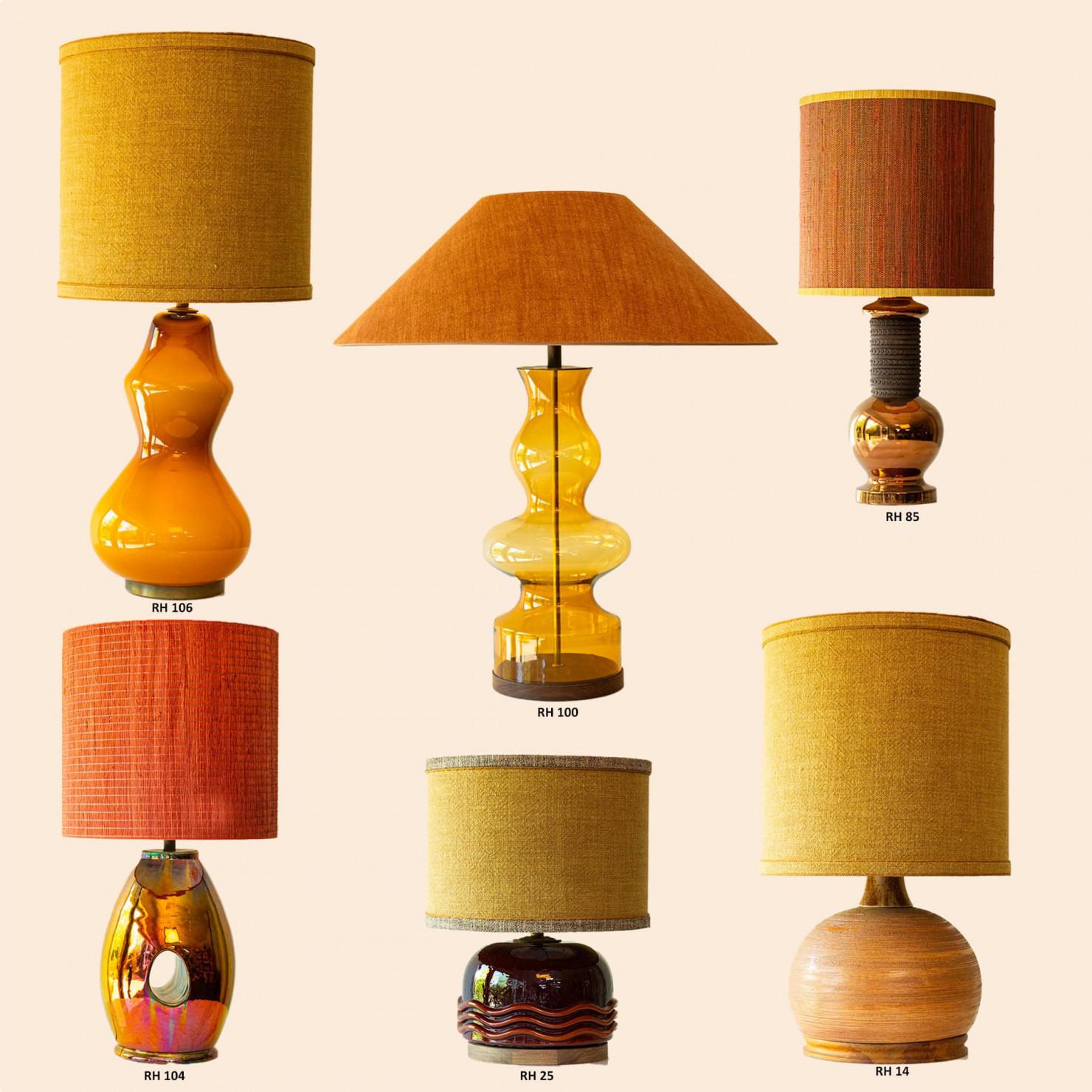 1 of the 6 Warm Tones Floor Table Lamps, Custom Silk Lamp Shades by R. Houben For Sale 7