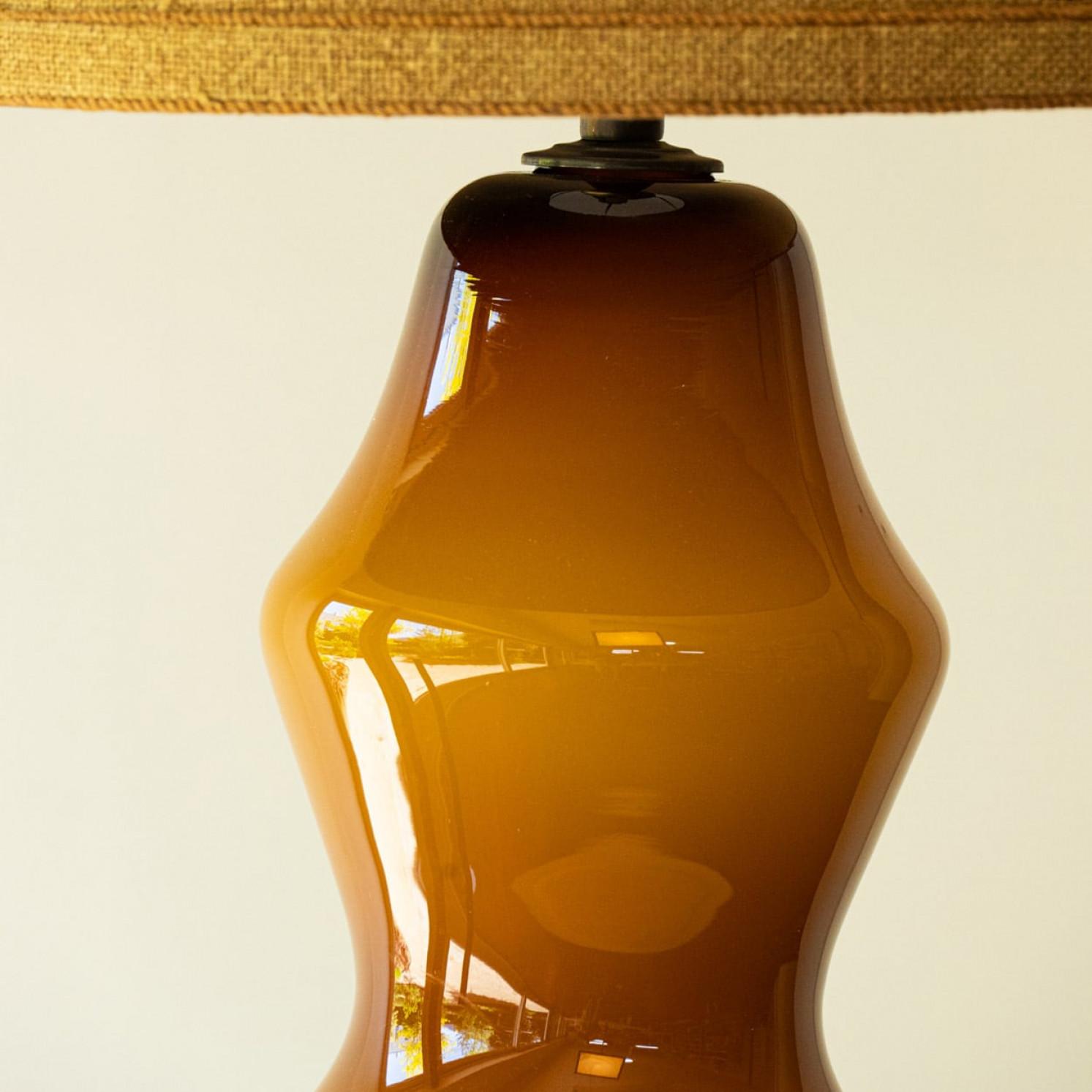 Other 1 of the 6 Warm Tones Floor Table Lamps, Custom Silk Lamp Shades by R. Houben For Sale