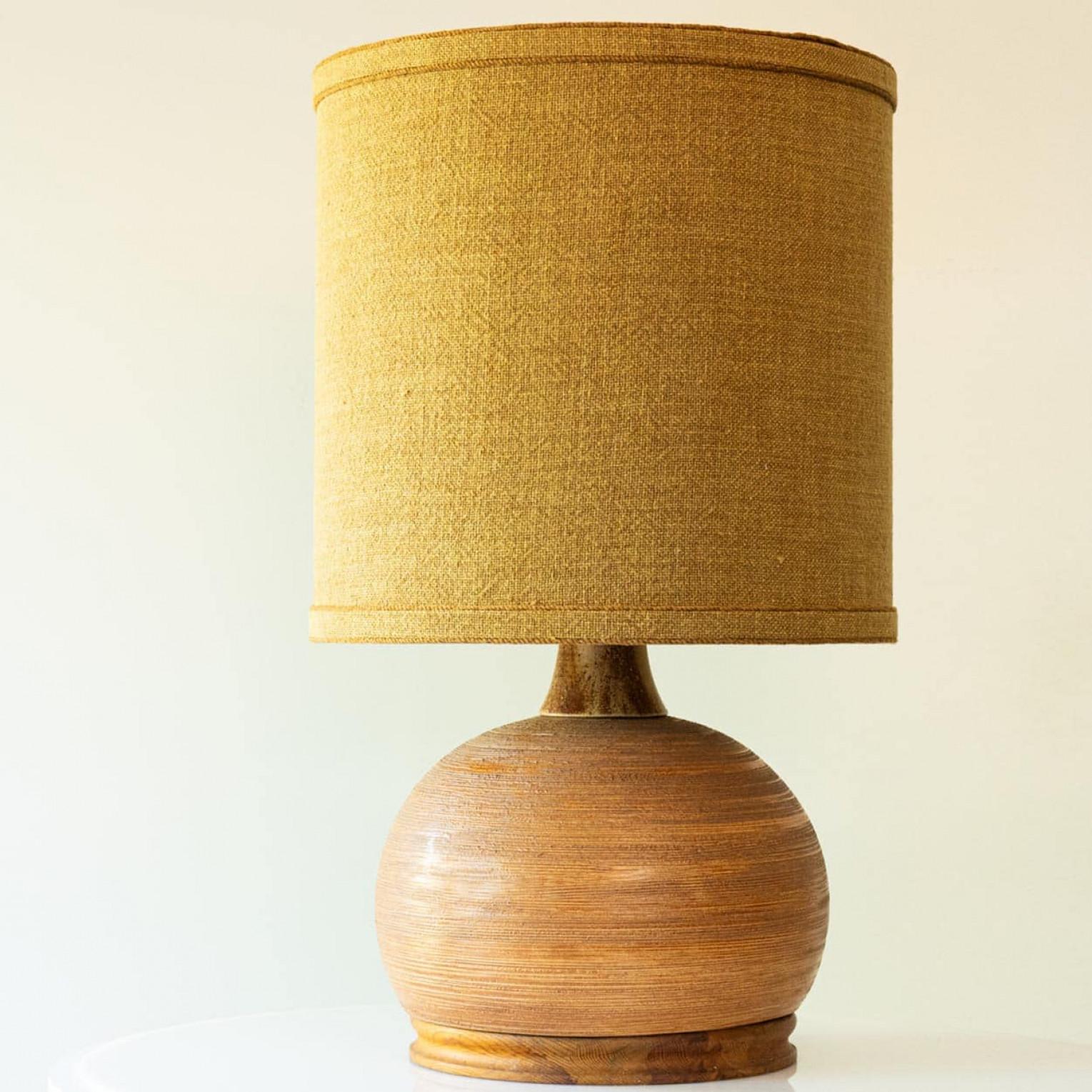 1 of the 6 Warm Tones Floor Table Lamps, Custom Silk Lamp Shades by R. Houben In Good Condition For Sale In Rijssen, NL