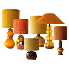 1 of the 6 Warm Tones Floor Table Lamps, Custom Silk Lamp Shades by R. Houben