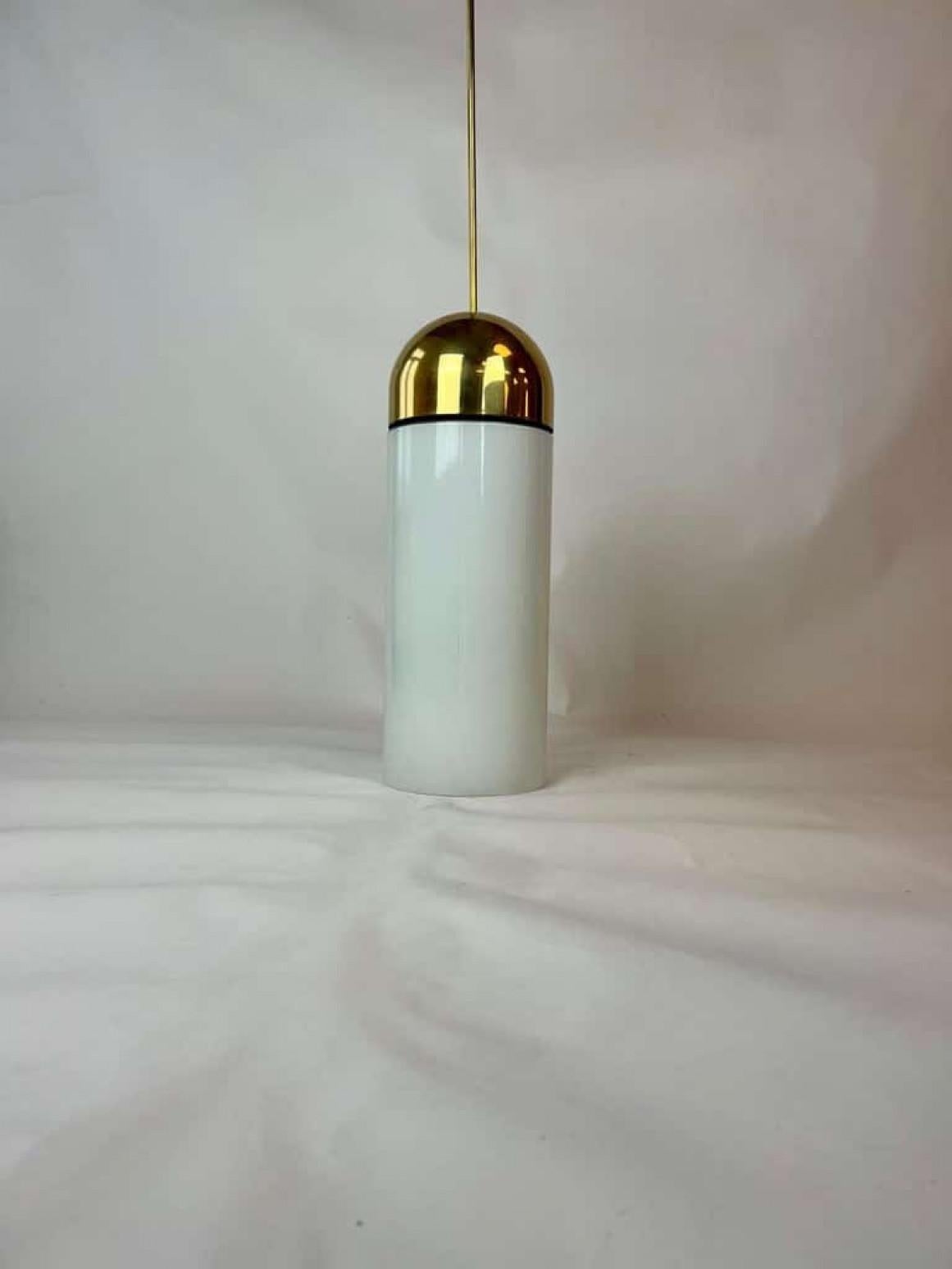 1 delle 6 luci a sospensione XL in vetro opaco e ottone di Limburg, anni '70 in vendita 4