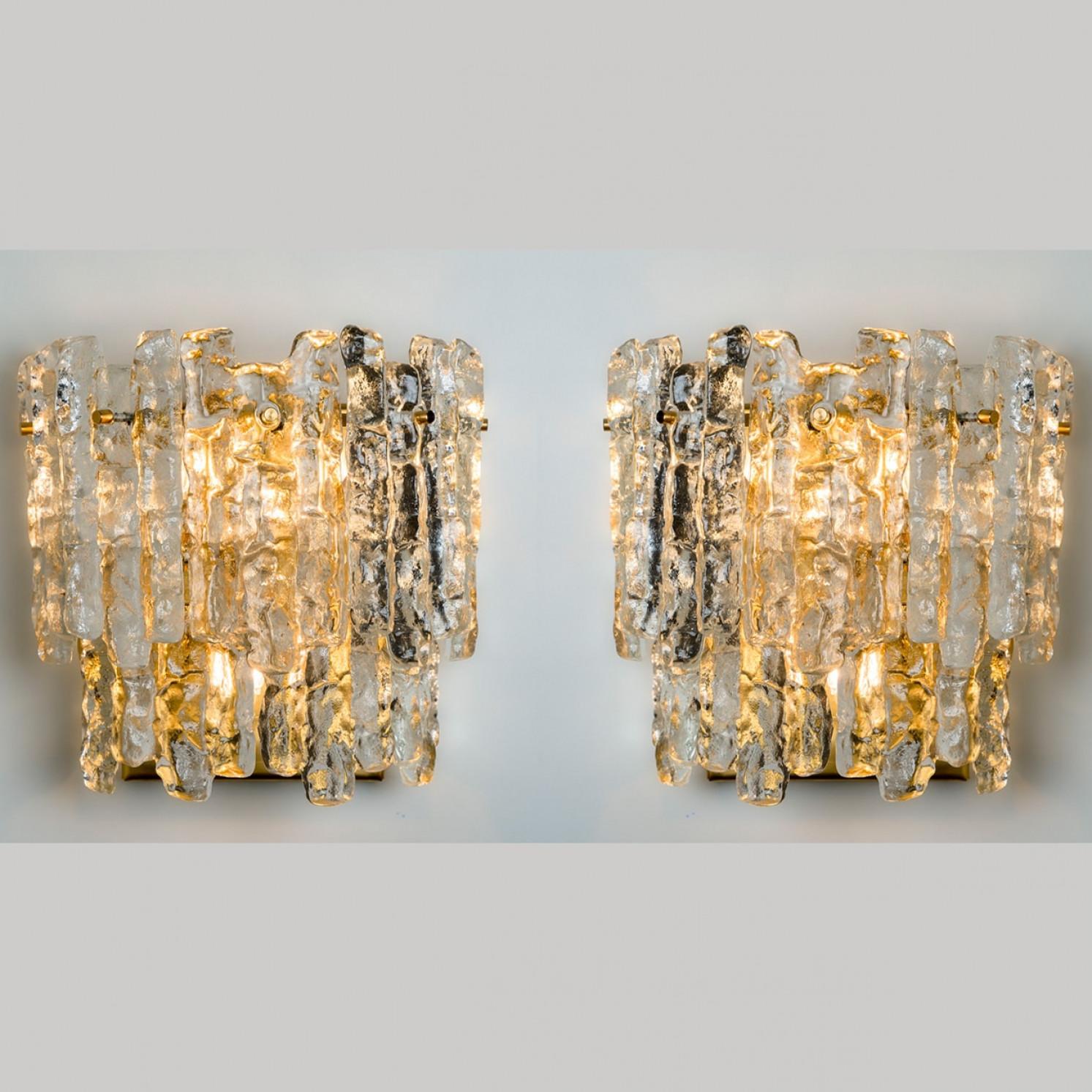 1 de los 6 Apliques XL de cristal de hielo texturado Kalmar, años 70 en venta 5