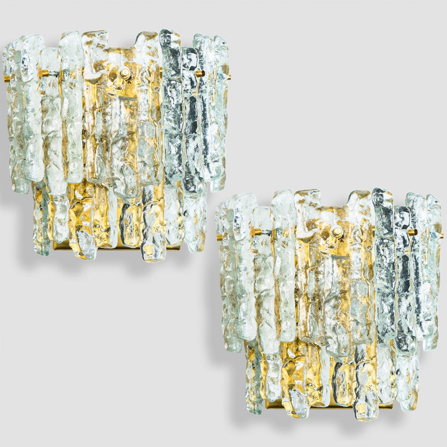 1 de los 6 Apliques XL de cristal de hielo texturado Kalmar, años 70 en venta 10