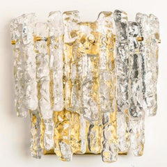 1 der 6 XL Textured Ice Glas Wall Lights Kalmar, 1970er Jahre