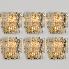 1 der 6 XL Textured Ice Glas Wall Lights Kalmar, 1970er Jahre