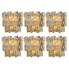 1 der 6 XL Textured Ice Glas Wall Lights Kalmar, 1970er Jahre