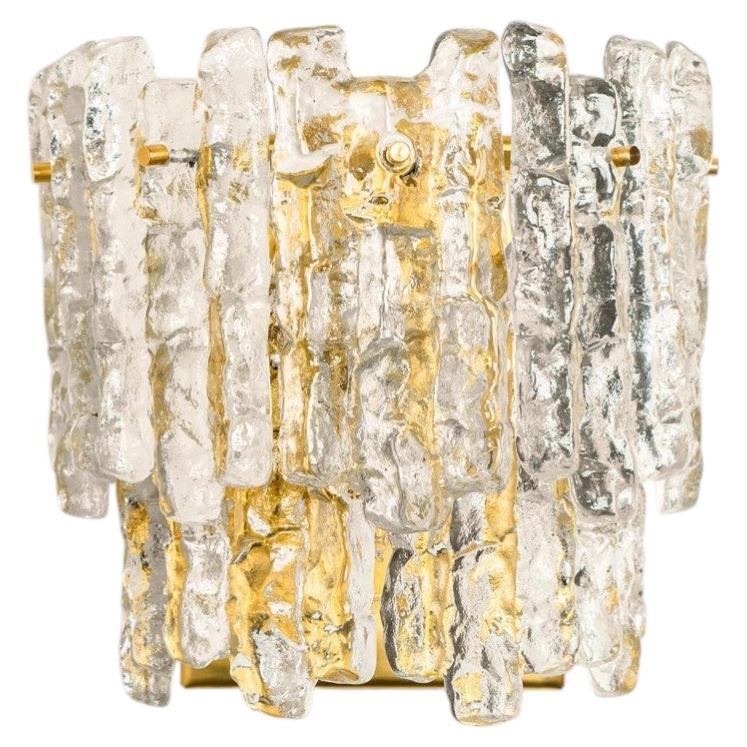 1 of the 6 XL Textured Ice glass Wall Lights Kalmar, 1970s