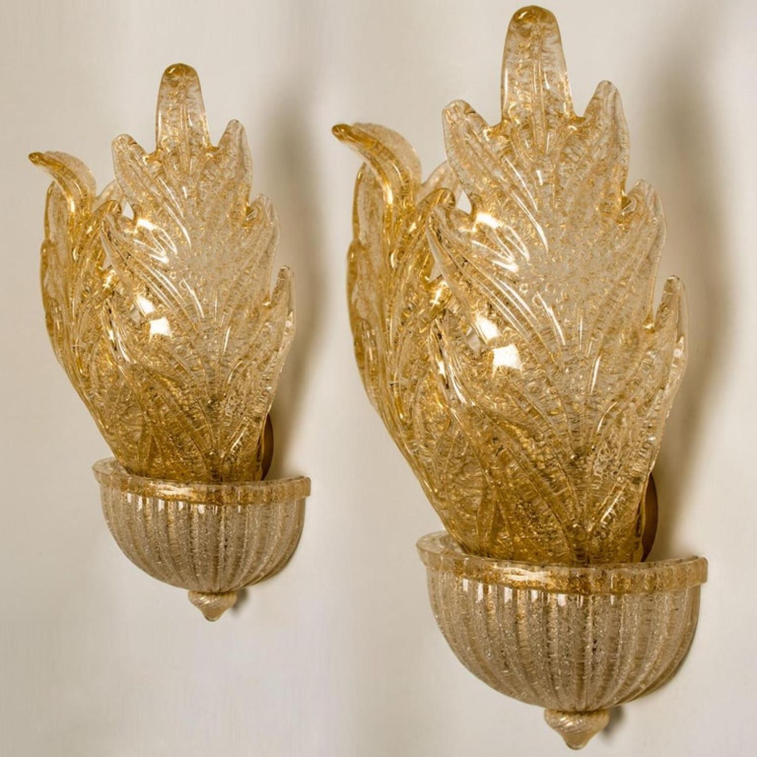 1 of the 6 XL Wall Sconces Barovier & Toso Murano Glass and Gold-Plated, 1960 For Sale 6