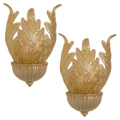 1 of the 6 XL Wall Sconces Barovier & Toso Murano Glass and Gold-Plated, 1960