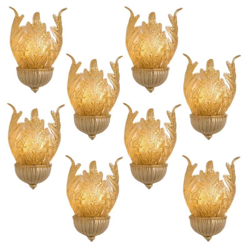 1 of the 6 XL Wall Sconces Barovier & Toso Murano Glass and Gold-Plated, 1960