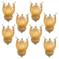 Vintage 1 of the 6 XL Wall Sconces Barovier & Toso Murano Glass and Gold-Plated, 1960