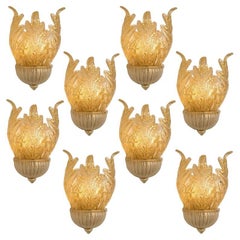 Used 1 of the 6 XL Wall Sconces Barovier & Toso Murano Glass and Gold-Plated, 1960