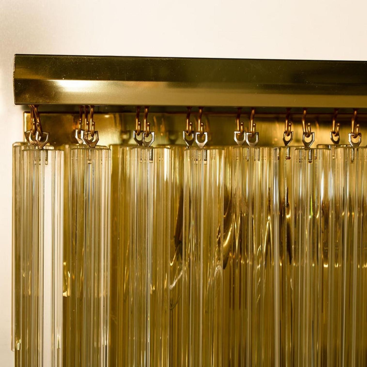 1 of the 6 XXL 'H29.9' Venini Style Murano Glass and Gilt Brass Sconces, 1960s For Sale 5