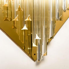 1 der 6 XXL 'H29.9' Venini Stil Murano Glas und vergoldetes Messing Wandleuchter, 1960er Jahre