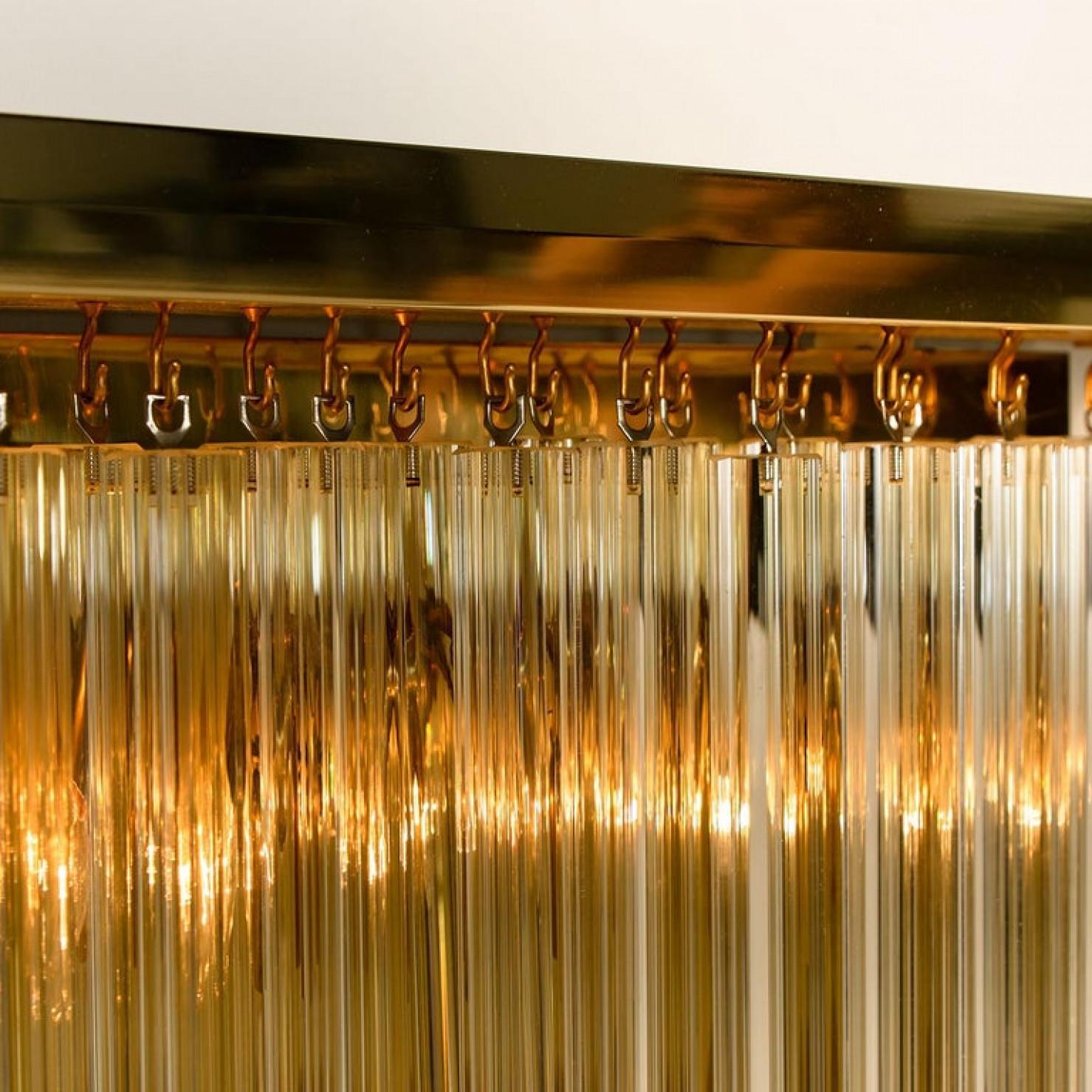 Late 20th Century 1 of the 6 XXL 'H29.9' Venini Style Murano Glass and Gilt Brass Sconces, 1960s For Sale
